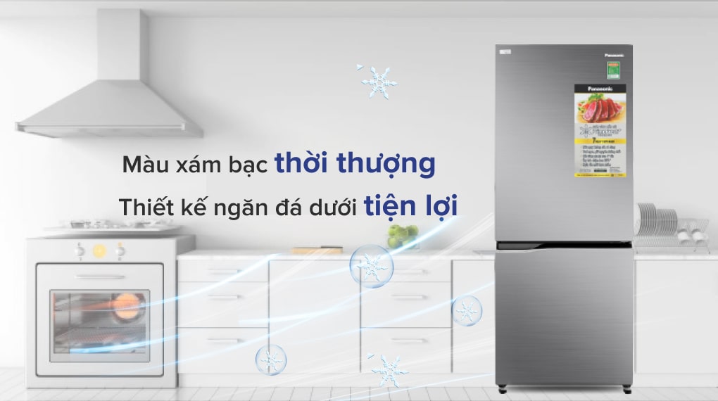 Tủ lạnh Panasonic Inverter 255 lít NR-BV280QSVN kiểu dáng sang trọng, hiện đại với ngăn đá dưới tiện lợi