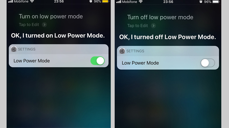 Bật/tắt chế độ tiết kiệm pin nhờ trợ lý ảo Siri