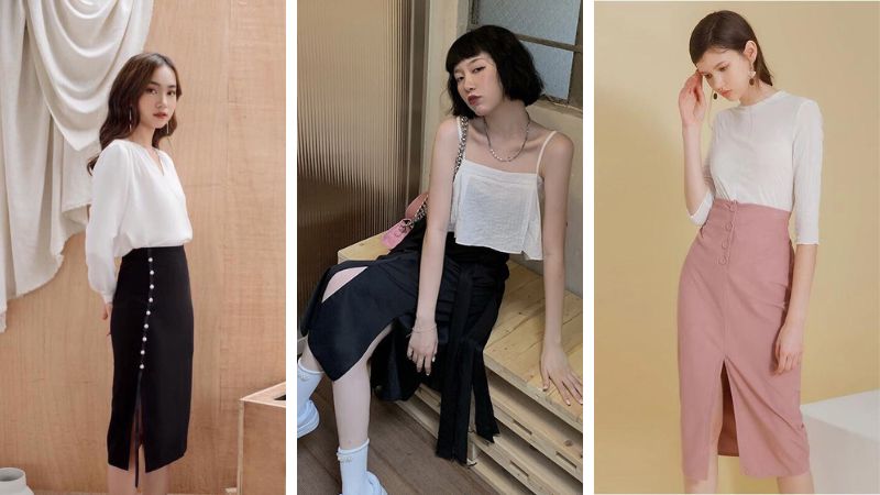 5 mẫu phối đồ với chân váy dài xẻ tà tôn dáng quyến rũ cho nữ