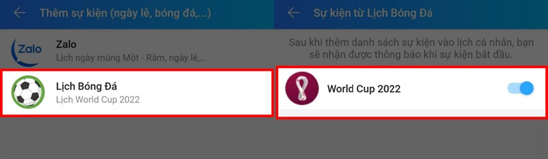 Cách thêm lịch thi đấu World Cup 2022 vào lịch Zalo
