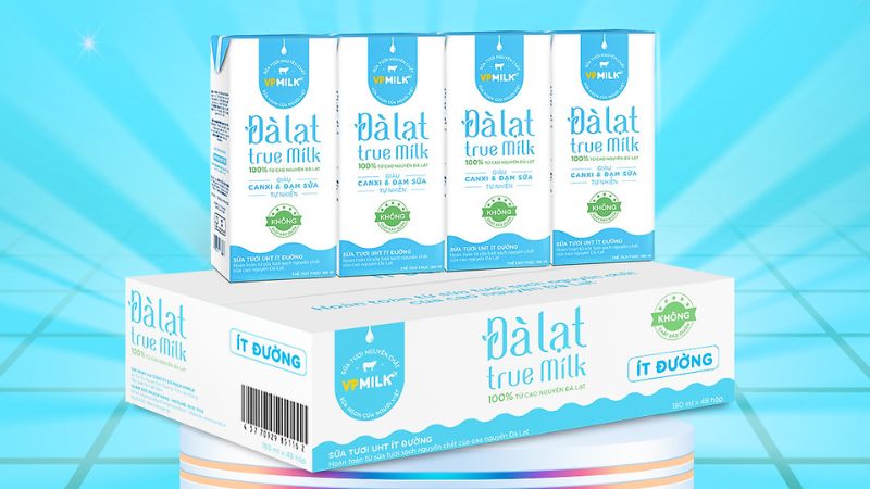 Sữa tươi tiệt trùng ít đường Đà Lạt True Milk