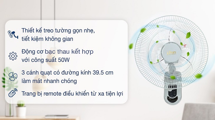 Quạt treo Lifan TE-1688 với vẻ ngoài bắt mắt, tinh tế cùng công suất lên tới 50W