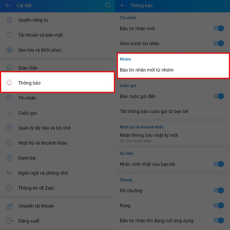 Cách tắt thông nhóm trên Zalo