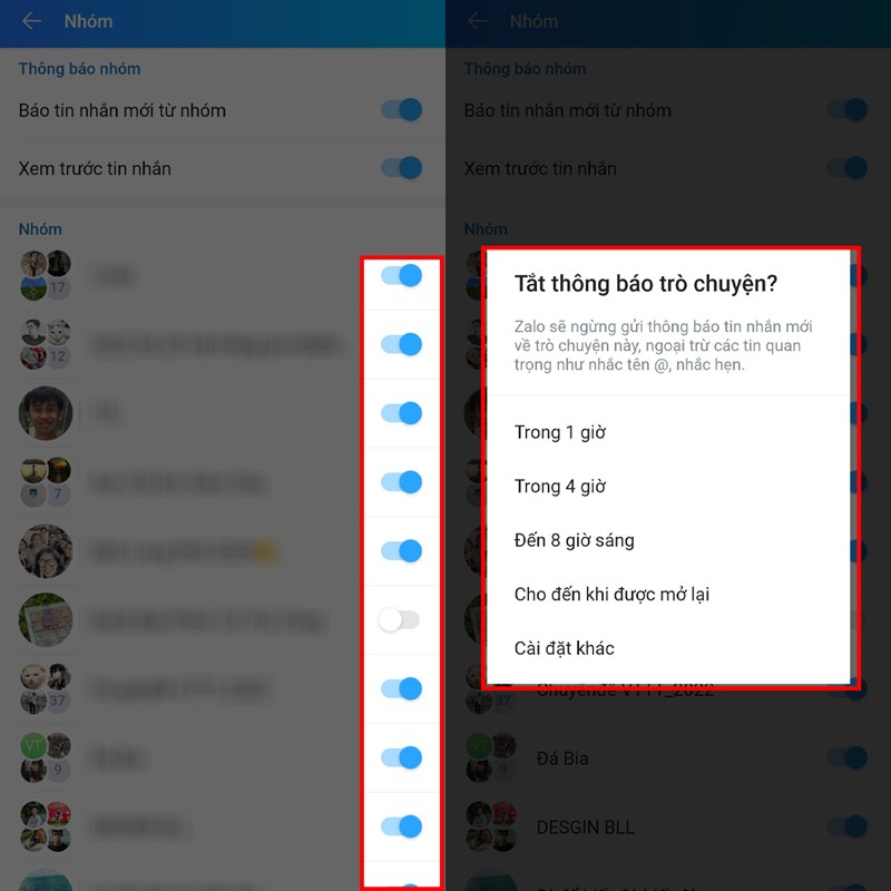 Cách tắt thông nhóm trên Zalo