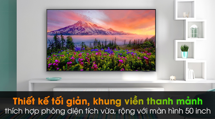 Thiết kế của Smart Tivi Samsung 4K 50 inch UA50AU8100 phù hợp với không gian nội thất vừa, rộng