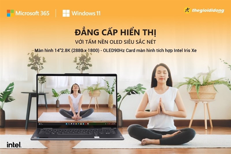 Laptop Lenovo Yoga 7 14IAL7 tự tin uốn dẻo với bản lề xoay gập 360 độ