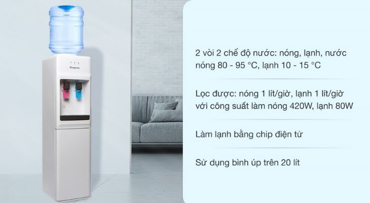 Cây nước nóng lạnh Kangaroo KG31A3 500W sử dụng bình úp trên 20 lít