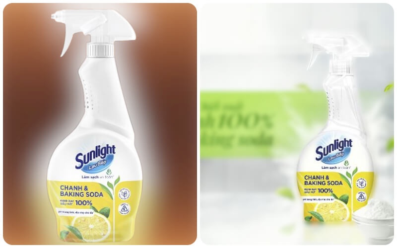 Nước lau bếp Sunlight chanh & baking soda có thiết kế dạng bình xịt dung tích 500ml