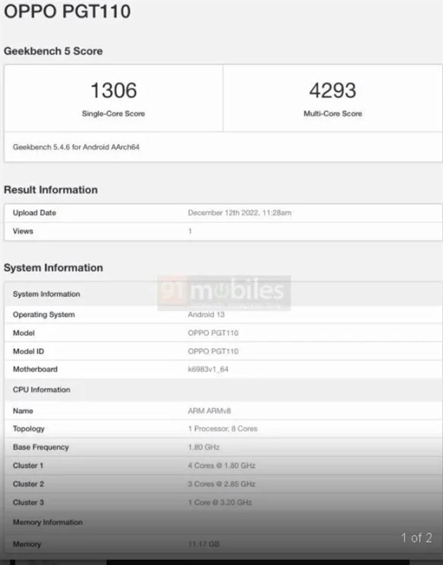 OPPO Find N2 Flip xuất hiện trên Geekbench với chip Dimensity 'xịn'