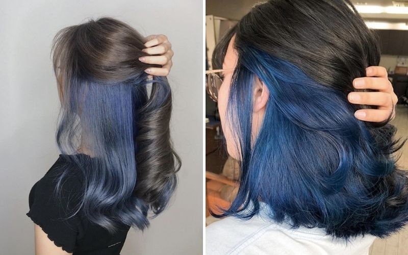 Nhuộm tóc giấu màu xanh dương: Tóc xanh dương sẽ mang lại cho bạn một diện mạo mới hoàn toàn. Không chỉ đơn thuần là màu sắc, tóc xanh dương là biểu tượng cho sự cách tân và sáng tạo. Hãy xem ảnh để thấy được sự khác biệt của màu tóc này trong các phong cách thời trang của đàn ông và phụ nữ.