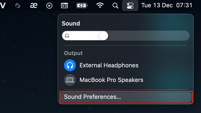 Mở cài đặt tuỳ chọn âm thanh