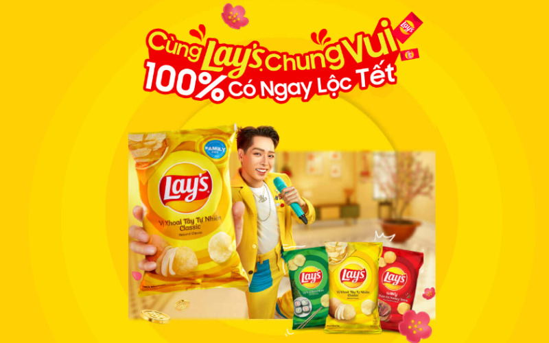 Từ 29/11 – 31/1/2023, cùng Lay’s chung vui 100% có ngay lộc Tết