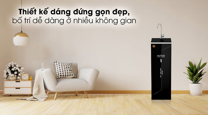 Máy lọc nước Mutosi có thiết kế sang trọng, phù hợp bố trí trong nhiều không gian