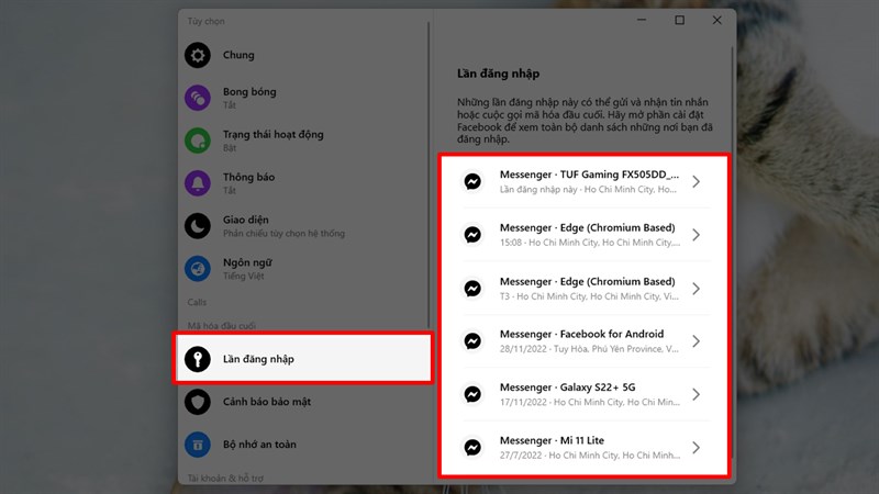 Cách xem lại lịch sử đăng nhập Messenger trên máy tính