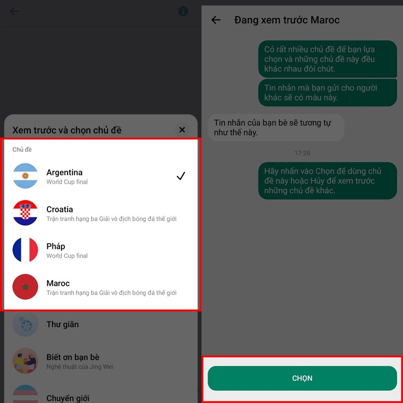 Cách đổi chủ đề World Cup 2022 cho Messenger