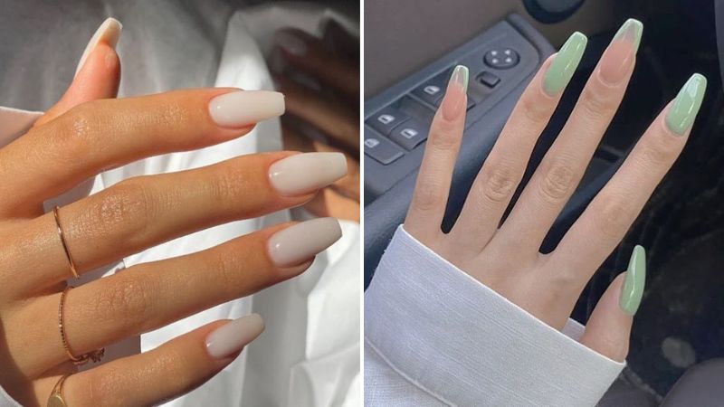 Mẫu nail tone màu sáng bóng