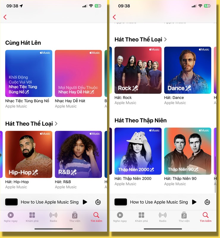 Apple Music cho phép người dùng hát nhiều thể loại bài khác nhau.