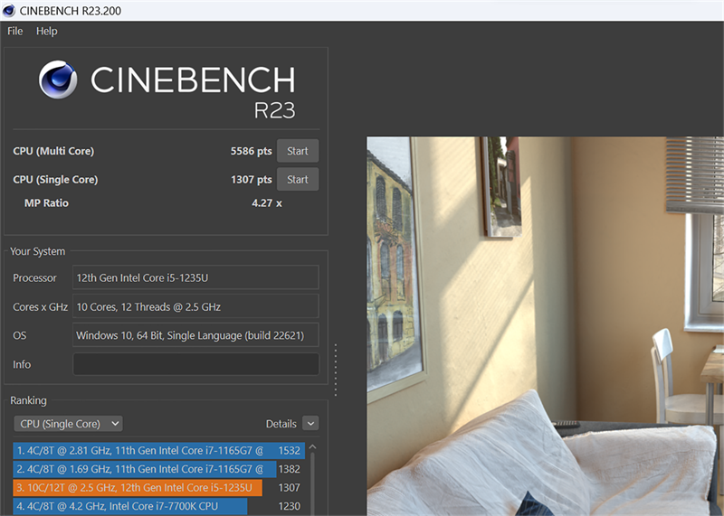 Điểm Cinebench R23 trên Dell Inspiron 14 5420. Điểm Cinebench R23 trên Dell Inspiron 14 5420.