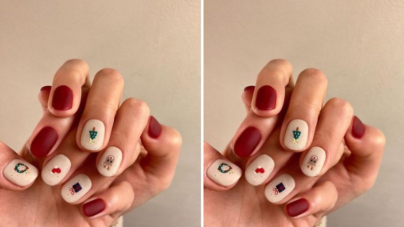 Mẫu nail cây thông Noel trên ảnh sẽ mang đến cho bạn khung cảnh Giáng sinh ấm áp và đầy cảm hứng, giúp cho bạn thêm phần phấn khích và tươi vui.