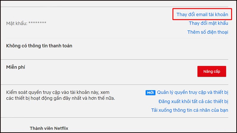 Cách thay đổi email tài khoản Netflix