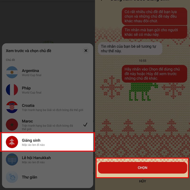 Cách đổi chủ đề Noel trên Messenger