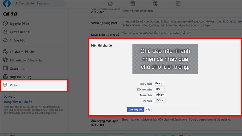 Cách tùy chỉnh phụ đề Facebook trên máy tính Cách tùy chỉnh phụ đề Facebook trên máy tính
