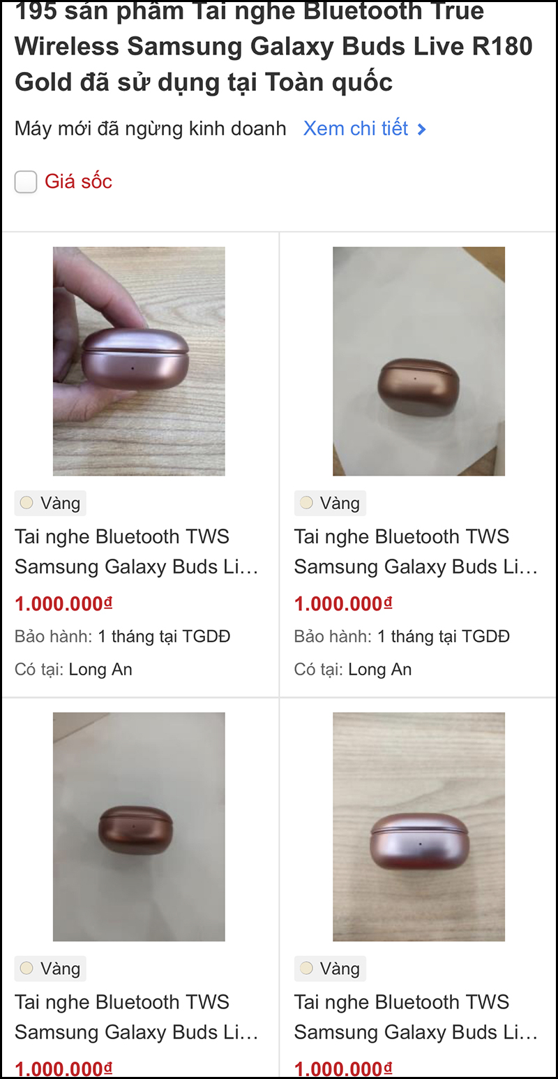 Galaxy Buds Live cũ giá bao nhiêu?