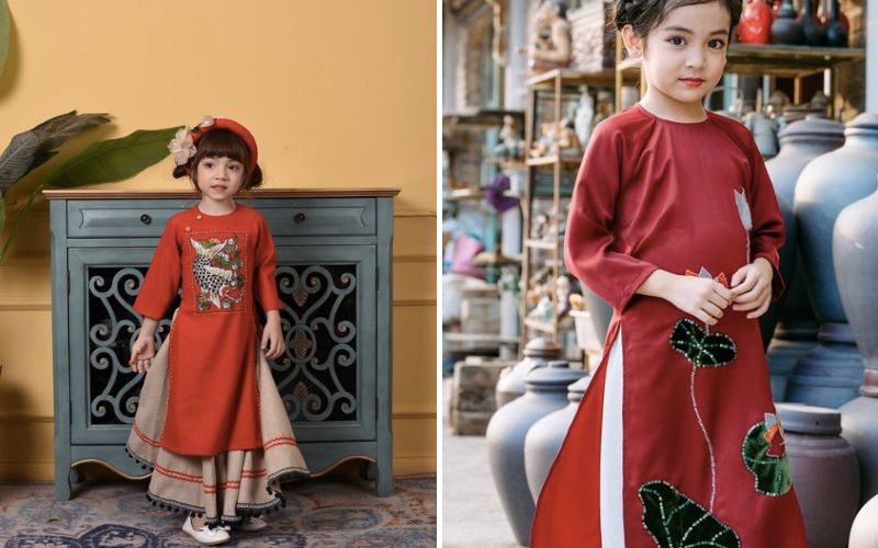 12 mẫu áo dài cho trẻ em ngày Tết vừa xinh xắn vừa giàu ý nghĩa