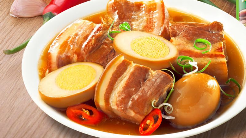 Braised pork belly in coconut juice