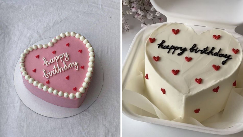 Mẫu bánh sinh nhật tặng mẹ hình trái tim đơn giản