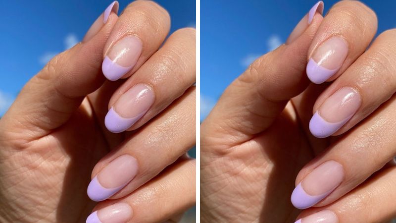 Mẫu nail dài viền tím