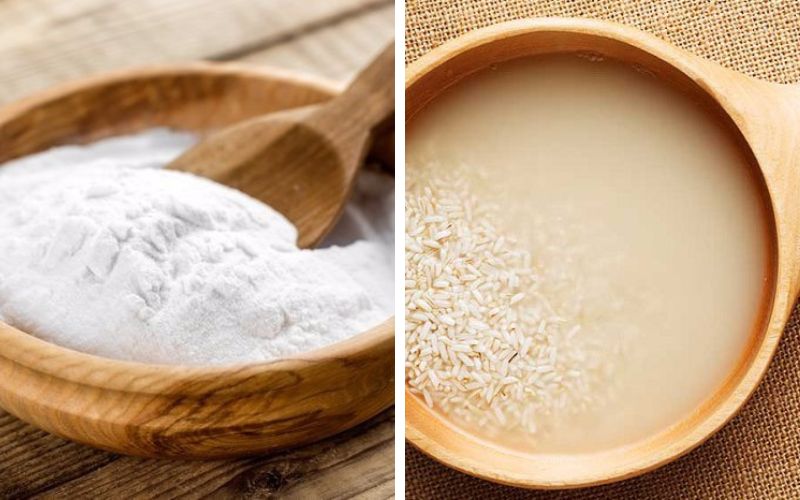 The teeth whitening effect of baking soda and rice water