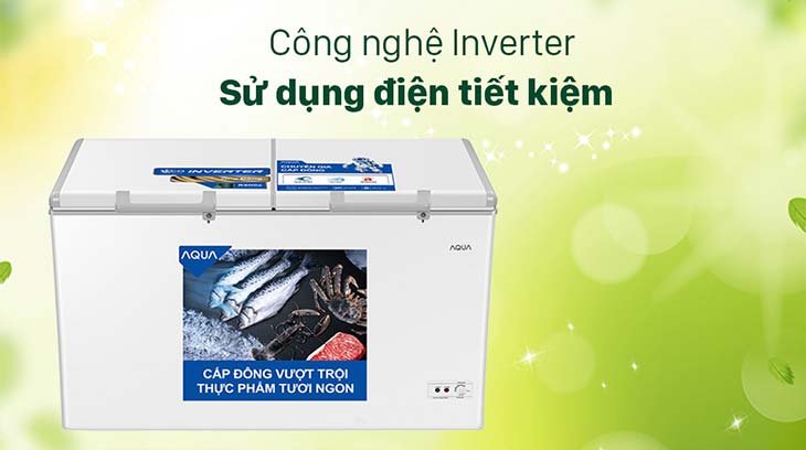 Tủ đông Aqua Inverter 2 cửa trang bị công nghệ Inverter tiết kiệm điện