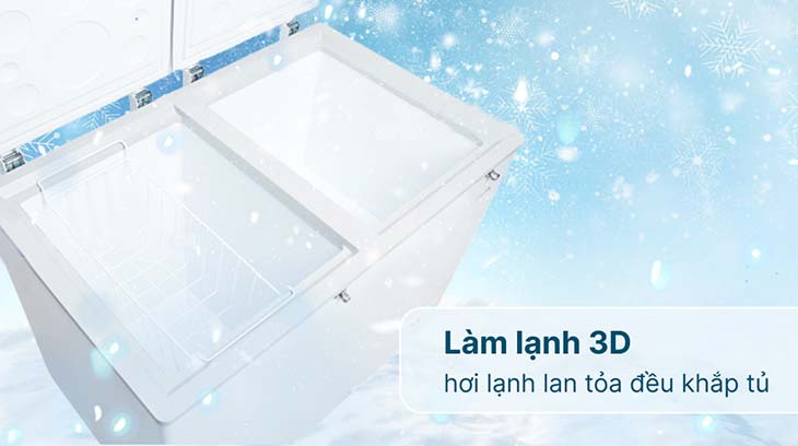 Tủ đông Aqua Inverter 2 cửa làm lạnh đồng đều khắp tủ