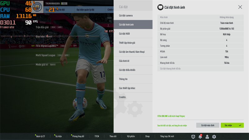 Thiết lập đồ họa game FIFA Online 4 trên Lenovo Ideapad 5 Pro 14IAP7. Thiết lập đồ họa game FIFA Online 4 trên Lenovo Ideapad 5 Pro 14IAP7.