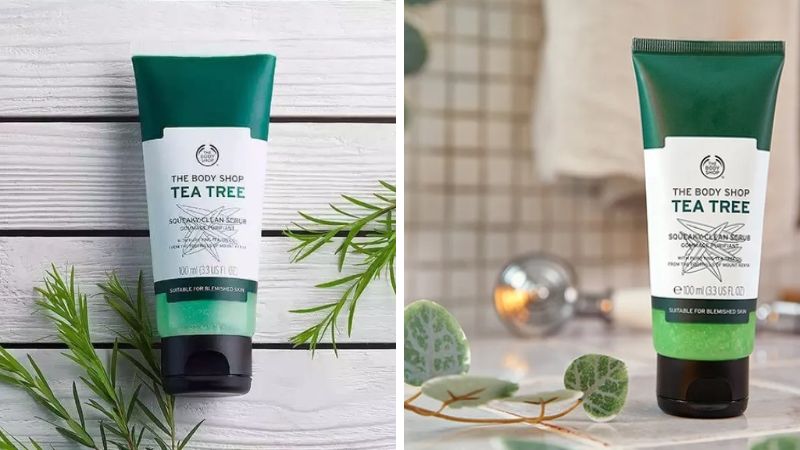 Bao bì, thiết kế của The Body Shop Tea Tree Scrub