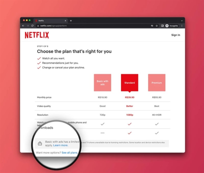 Người dùng bị thiếu đi lựa chọn trong việc đăng ký Netflix Người dùng bị thiếu đi lựa chọn trong việc đăng ký Netflix