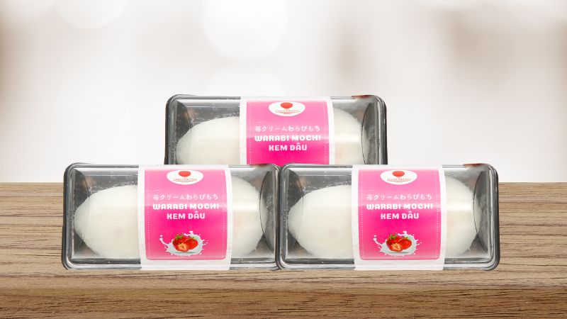 Bánh Warabi Mochi kem dâu