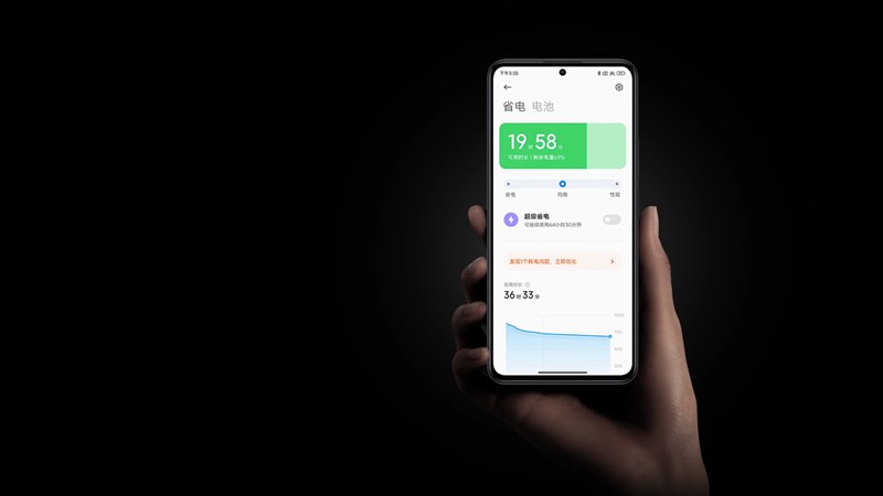 Mặt trước của Redmi K60E là một chiếc màn hình đục lỗ cùng các viền được làm mỏng khá đều