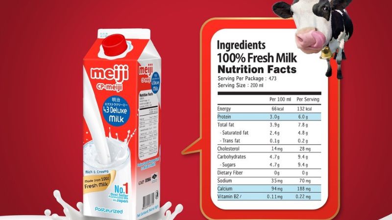 Sữa tươi thanh trùng Meiji 4.3% béo