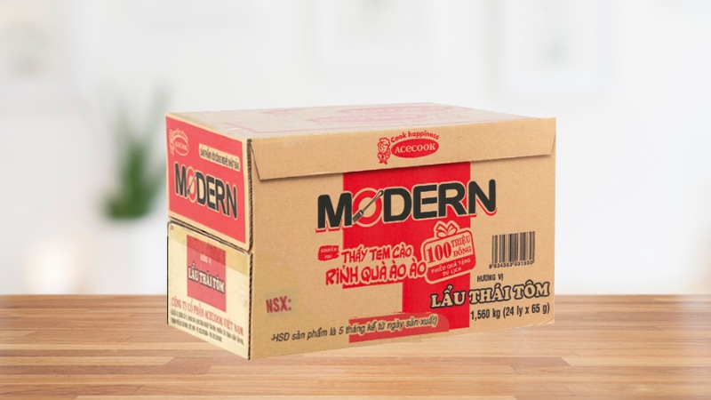 Mì ly Modern lẩu thái tôm 65g thùng 24 ly