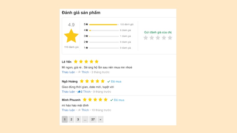 Đánh giá khách hàng về mì Hảo Hảo tôm chua cay