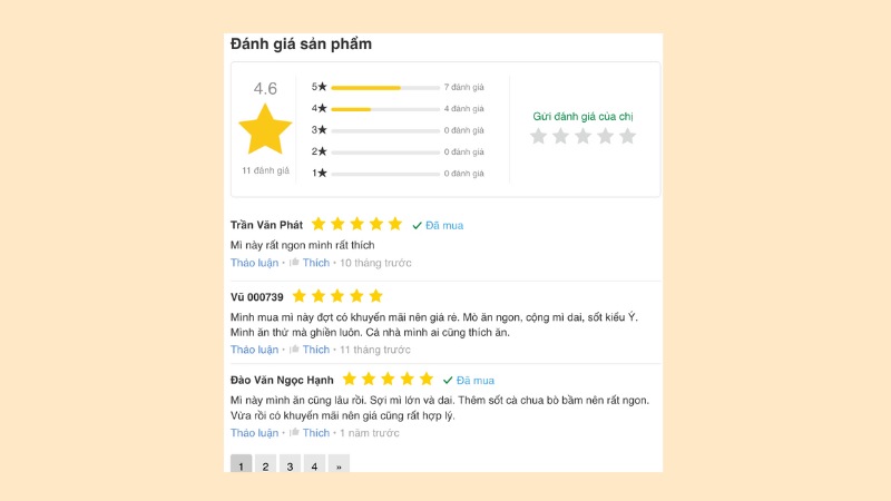 Đánh giá khách hàng về mì trộn khoai tây Omachi xốt spaghetti