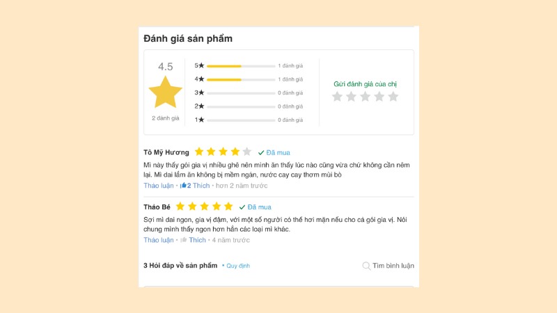 Đánh giá khách hàng về mì Koreno Jumbo bò cay