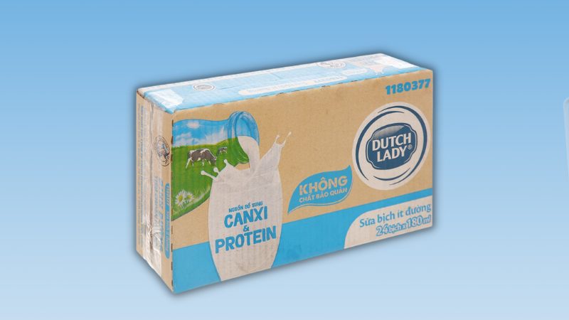 Sữa tươi tiệt trùng ít đường Dutch Lady Canxi & Protein bịch 180ml
