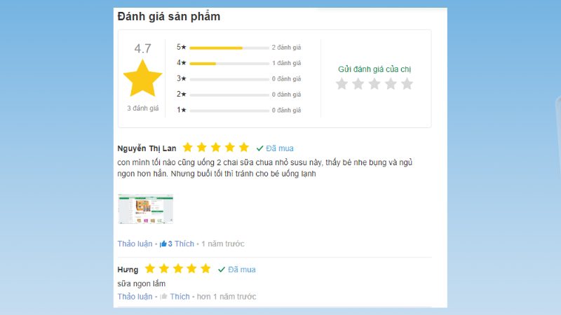 Đánh giá của khách hàng về sữa chua uống hương cam SuSu 80ml