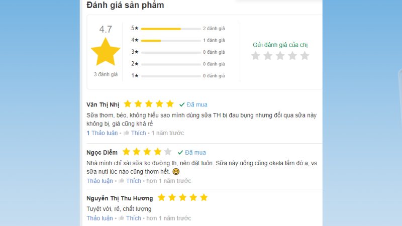Đánh giá của khách hàng về sữa dinh dưỡng không đường Nutimilk 220ml