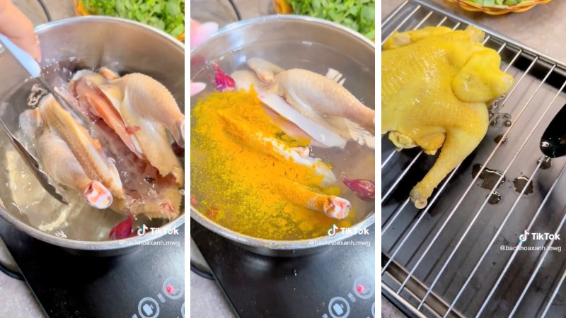 Boiling the chicken