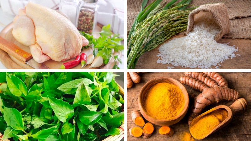 Ingredients for Chicken with Cinnamon Leaves Rice