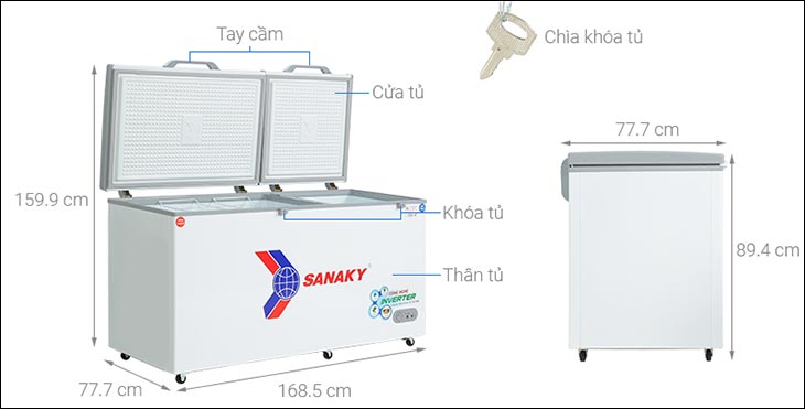 Tủ đông Sanaky Inverter 485 lít VH-6699W3 